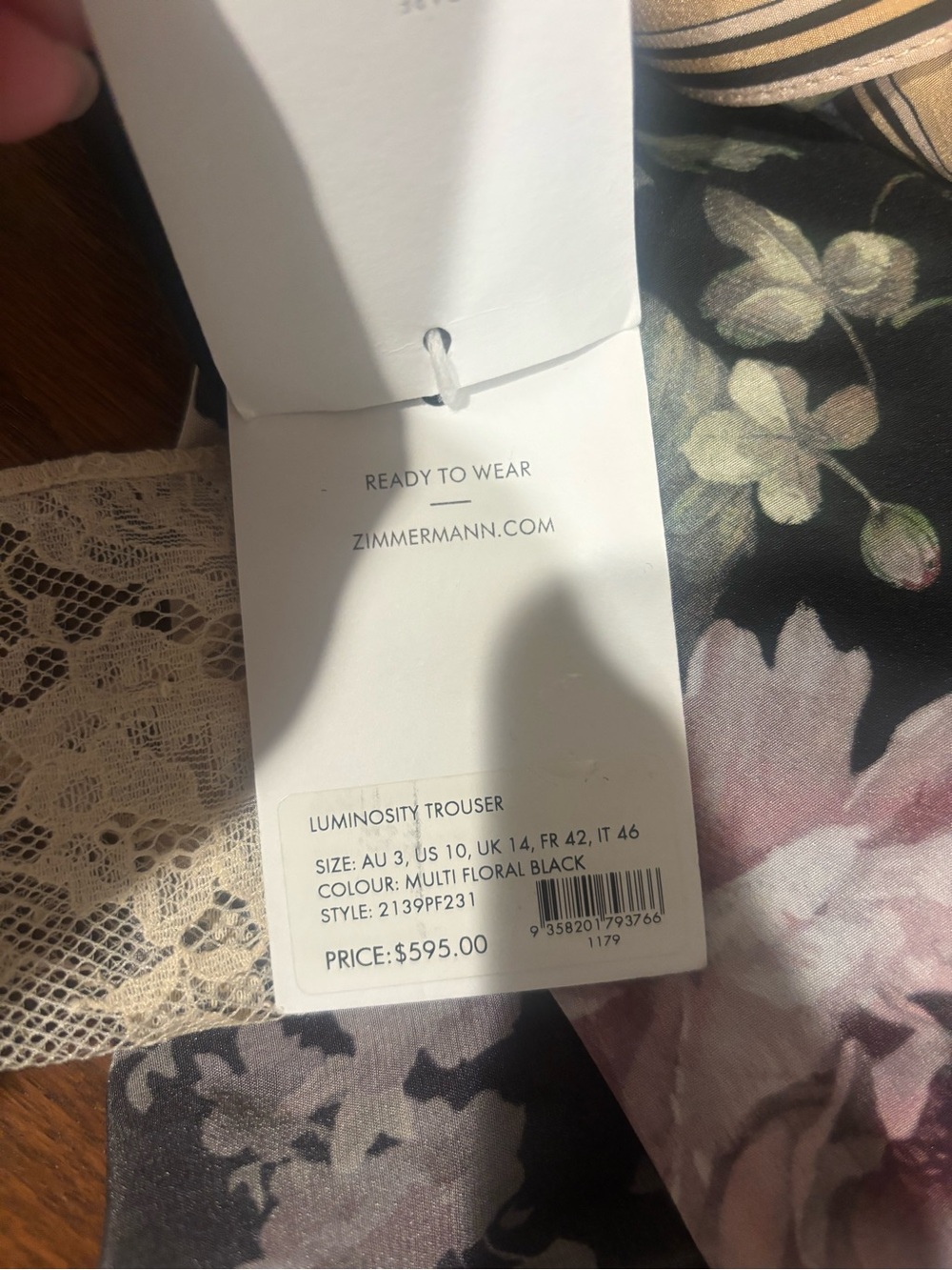 Zimmerman Floral Wide-Leg Pants in Black - Picture 7 of 7